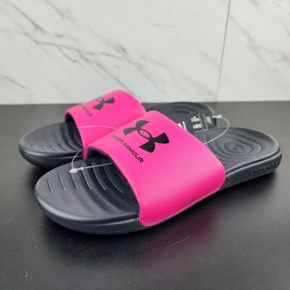 *Sold New Under Armour Ansa Fix Black Pink Slides - Picture 3 of 7